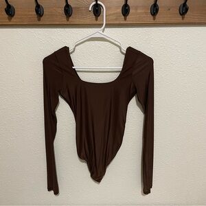 Aerie Chocolate Brown Long Sleeve Bodysuit